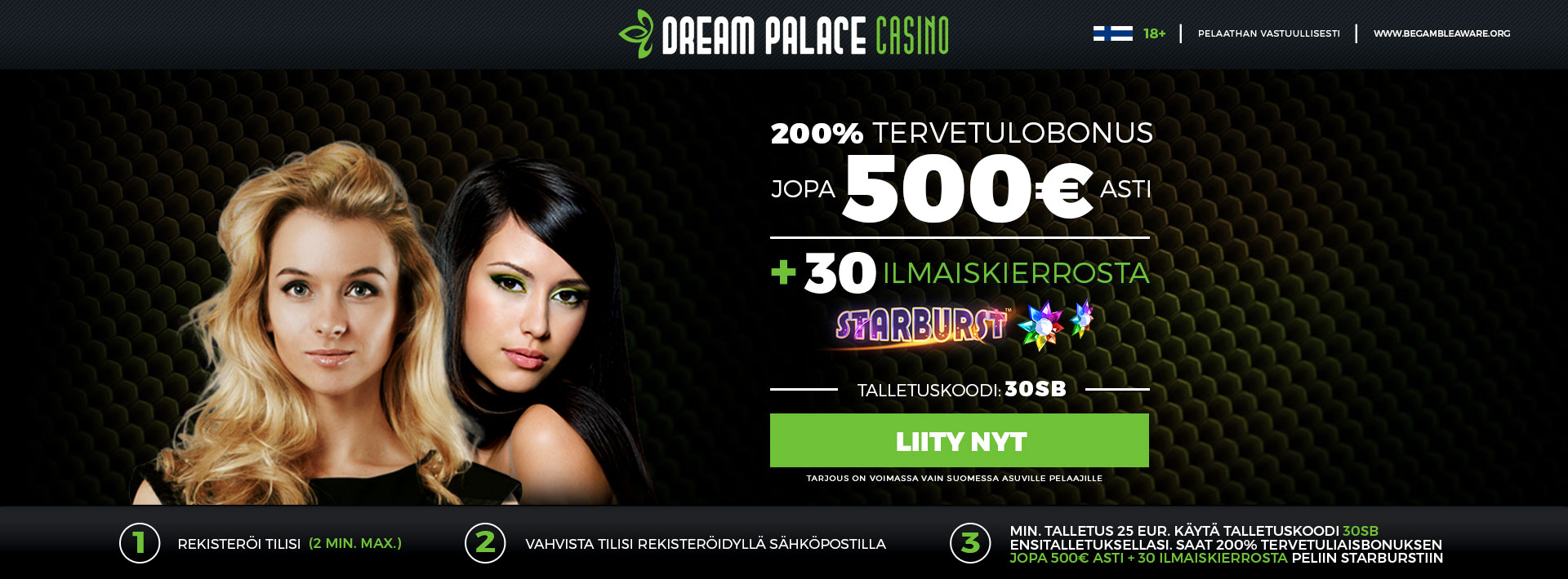 200% Tervetulobonus jopa 500 EUR asti