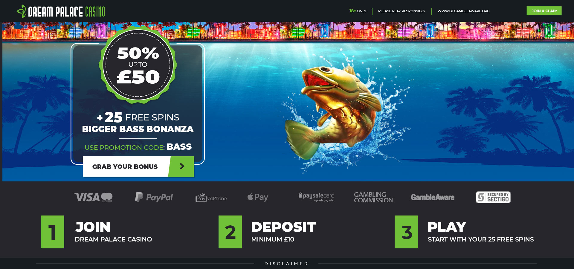 £50 Bonus + 25 Free Spins | Dream Palace Casino
